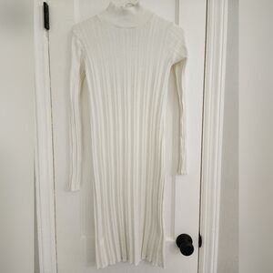 Zara milky white cotton White Ribbed Knit Dress